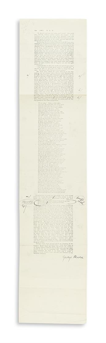 MOORE, GEORGE. Incomplete galley proof for part III of his serial article Moods and Memories Signed,